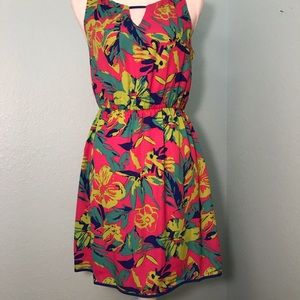 Pink Owl sleeveless dress, pink w/multi floral NWT